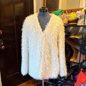 F21 Women's Cream Faux Fur Jacket